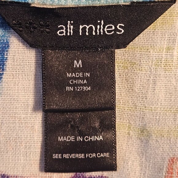 Ali Miles Linen Blend Abstract Colorblock Jacket Top Womens Medium - Picture 4 of 10